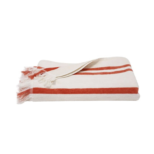 Stripe beach towel - coral and white