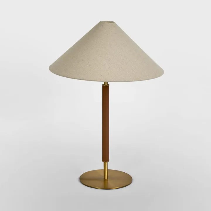 HUNTLEY LEATHER & BRASS TABLE LAMP & SHADE