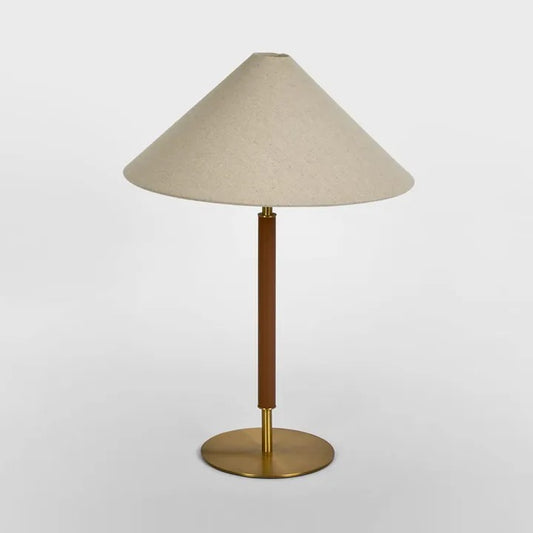 HUNTLEY LEATHER & BRASS TABLE LAMP & SHADE