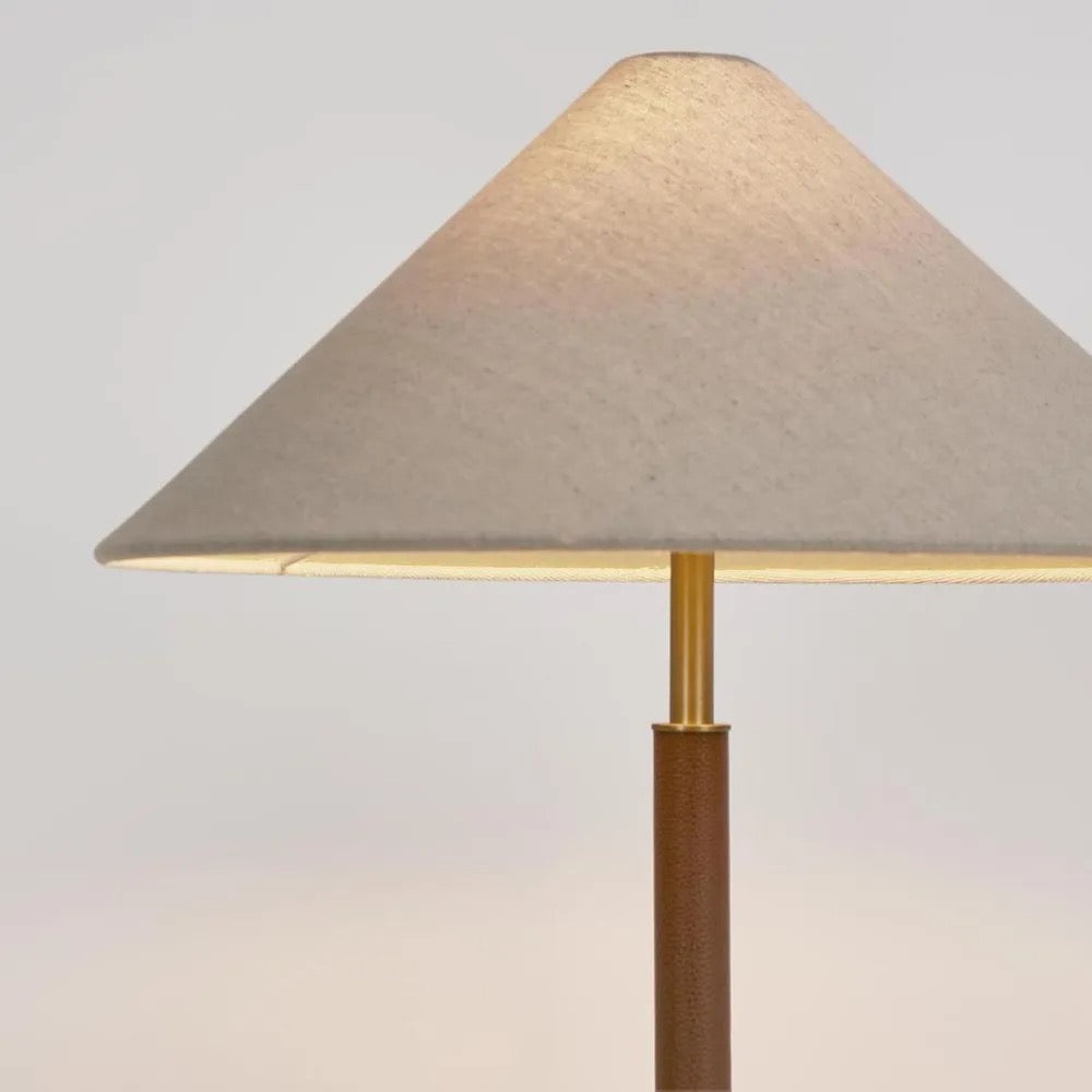 HUNTLEY LEATHER & BRASS TABLE LAMP & SHADE