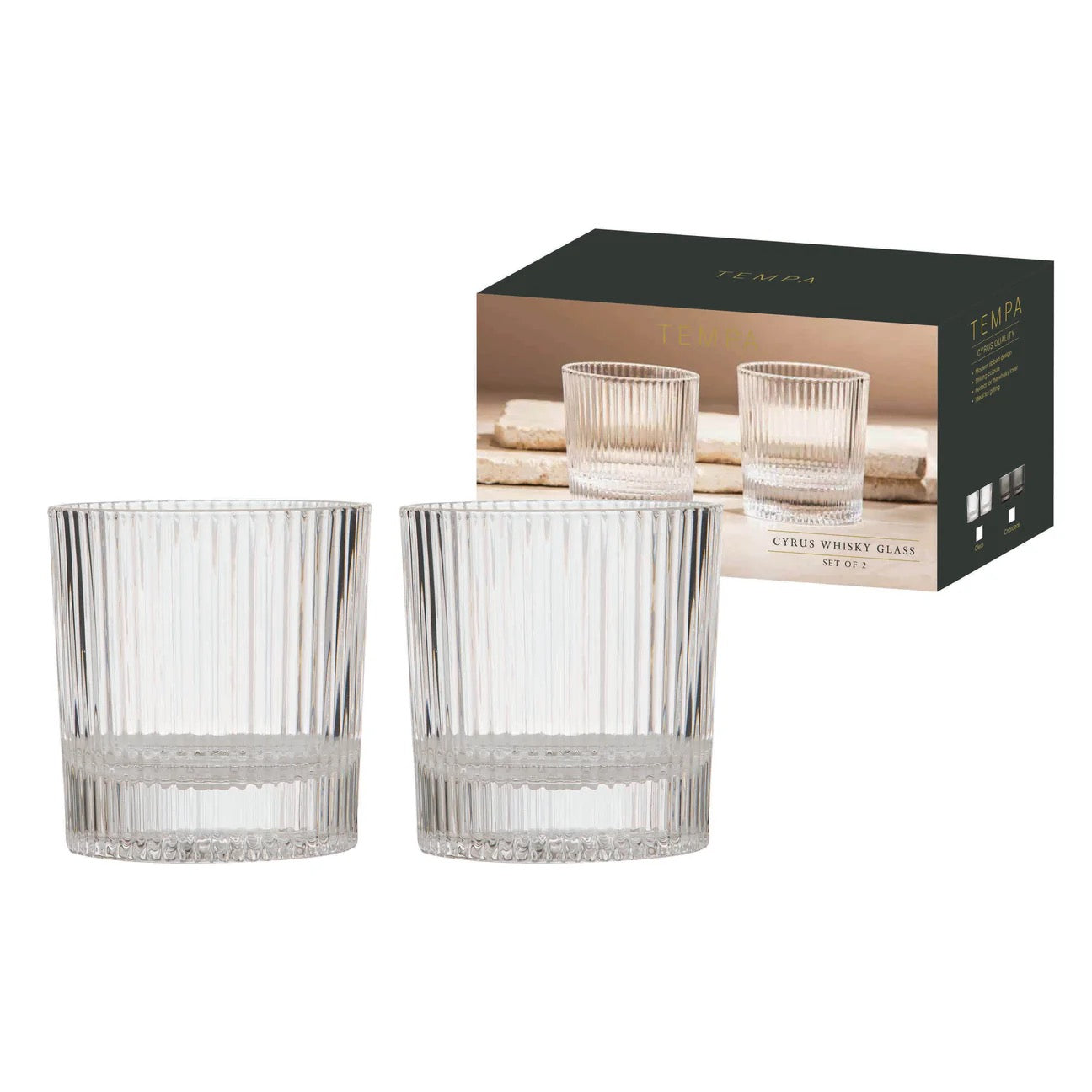 Cyrus Crystal Clear 2pk Whisky Glass