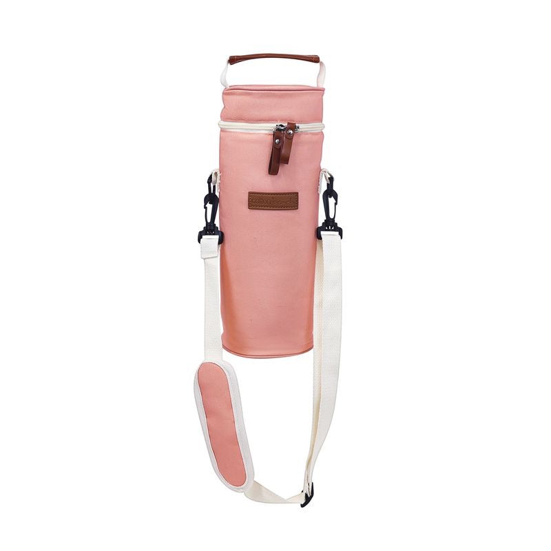 insulated single wine bottle cooler bag - coral