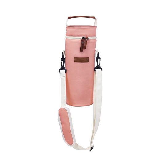 insulated single wine bottle cooler bag - coral