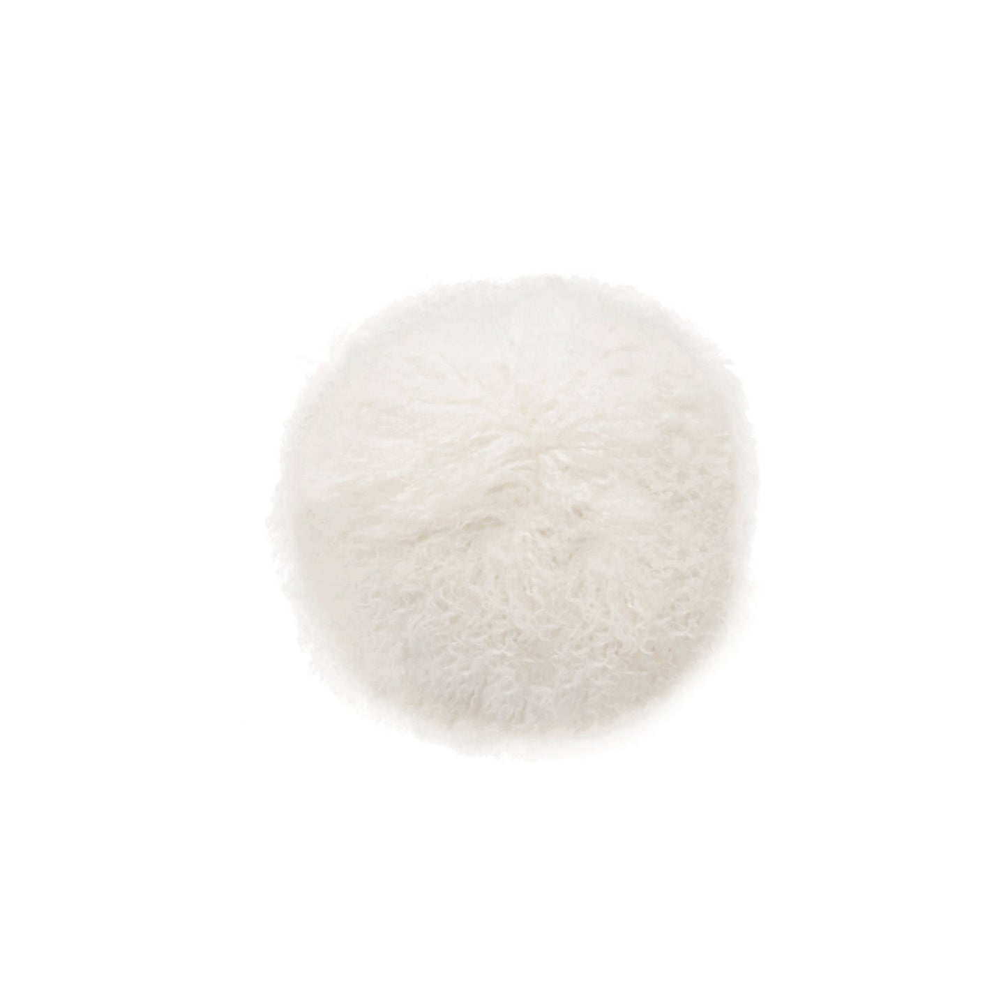 TIBETAN FUR ROUND CUSHION – WHITE