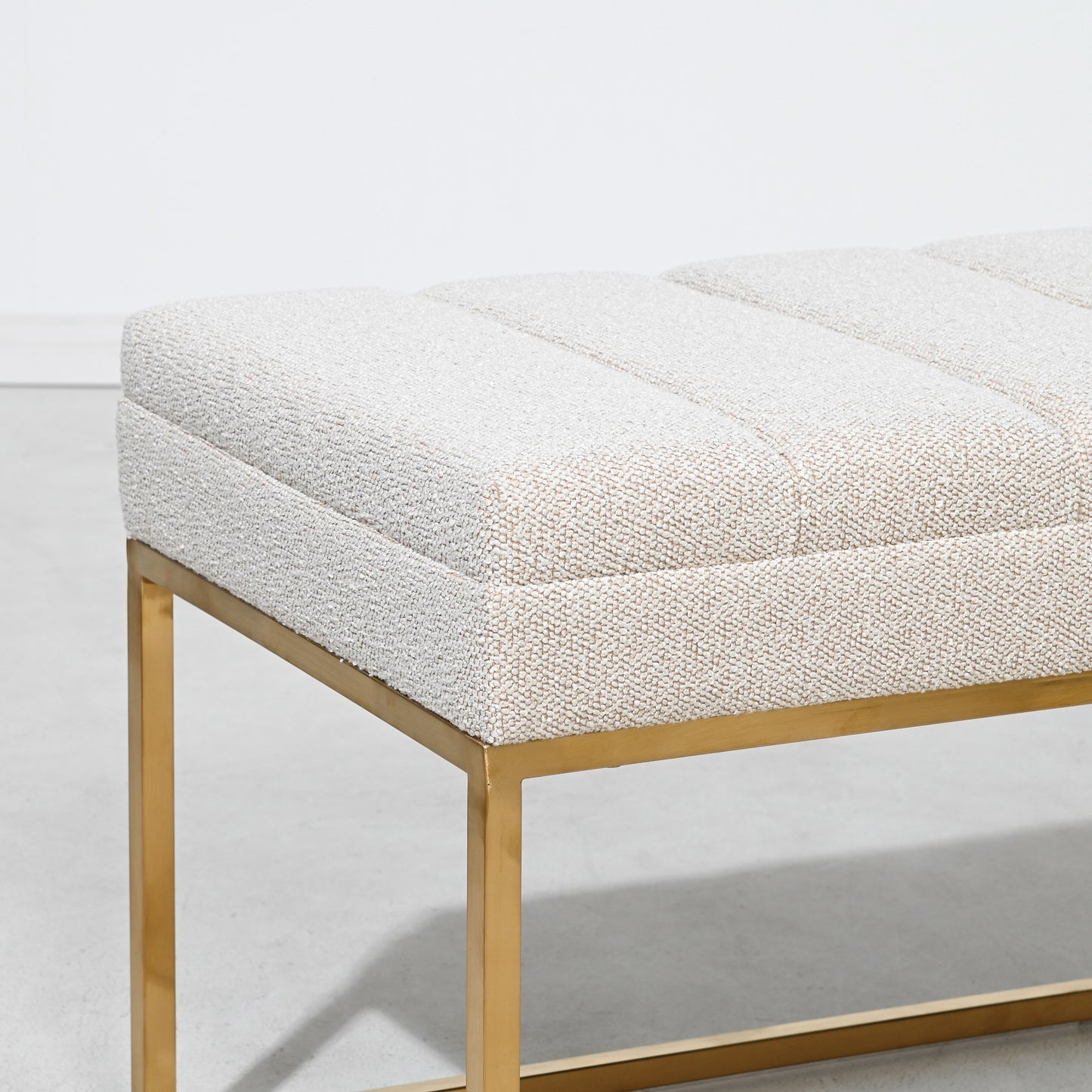 FRANKLIN OTTOMAN – OATMEAL – BRUSH GOLD FRAME