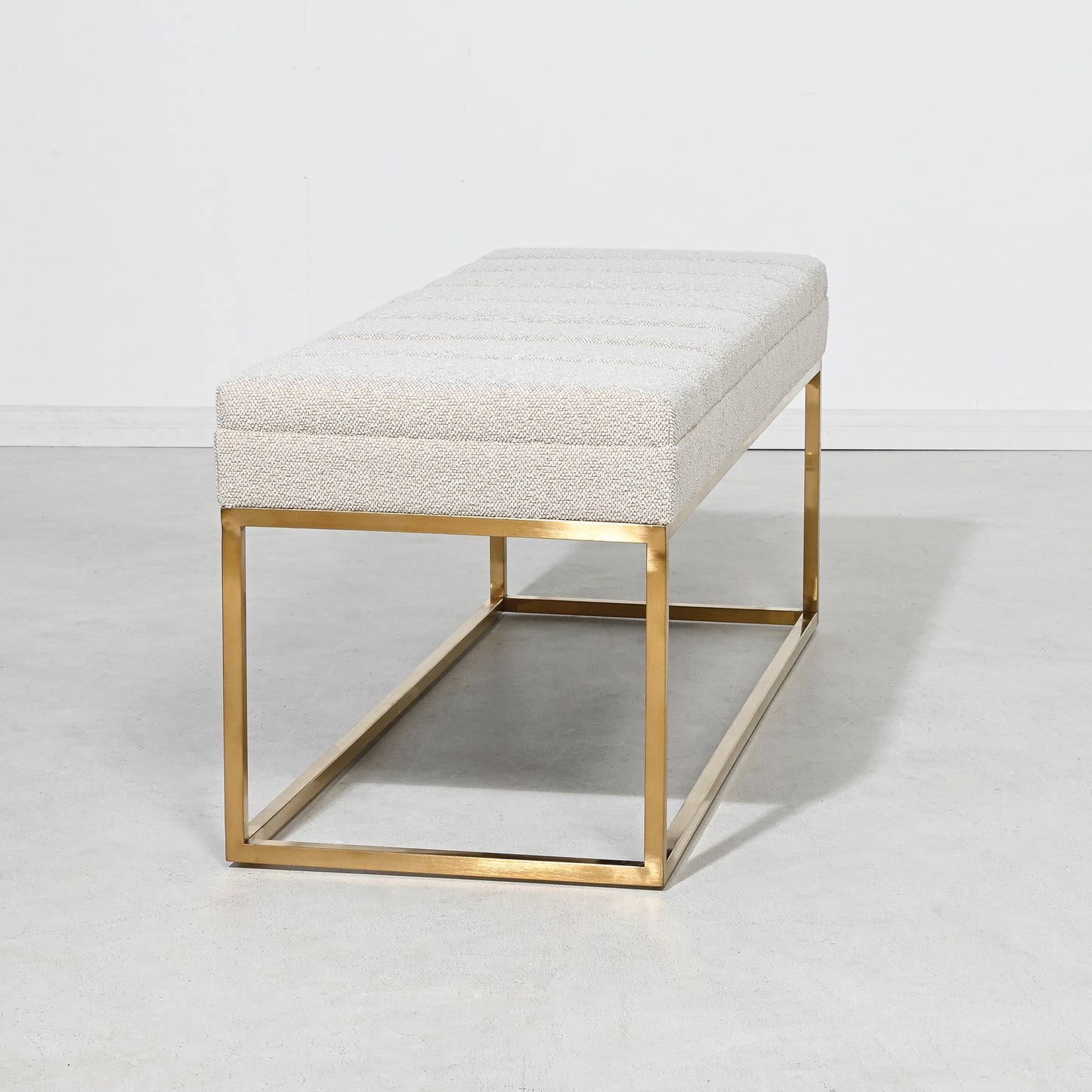 FRANKLIN OTTOMAN – OATMEAL – BRUSH GOLD FRAME