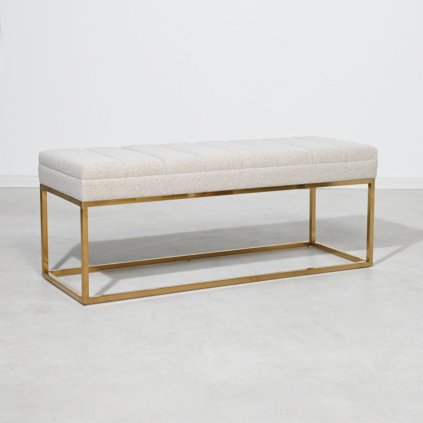 FRANKLIN OTTOMAN – OATMEAL – BRUSH GOLD FRAME