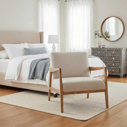 PRESTON ARMCHAIR ASH NATURAL FABRIC