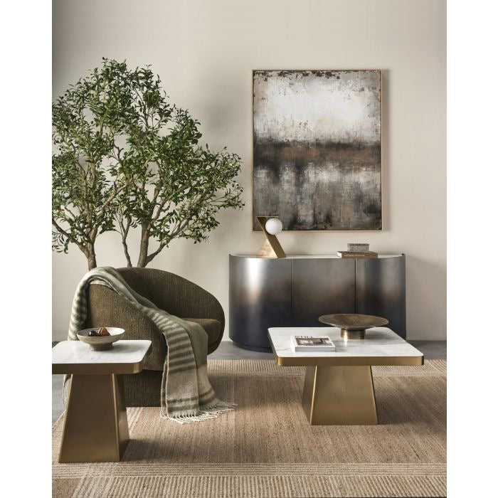 DUTTON COFFEE TABLE GOLD & WHITE MARBLE 80X80X40CM