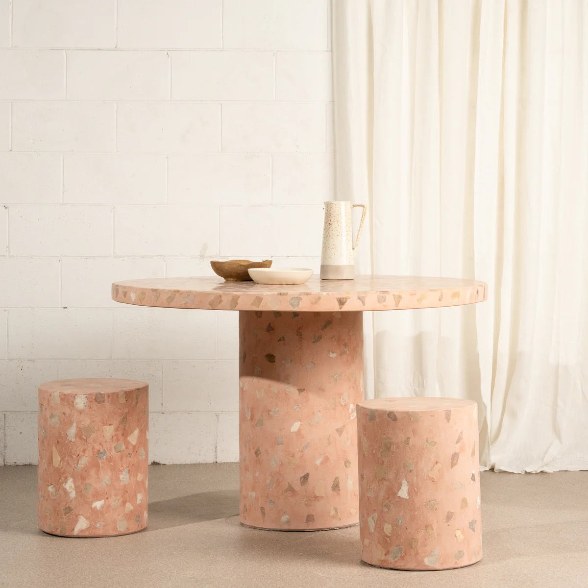 ILLIA TERRAZZO DINING TABLE - TERRAROSA