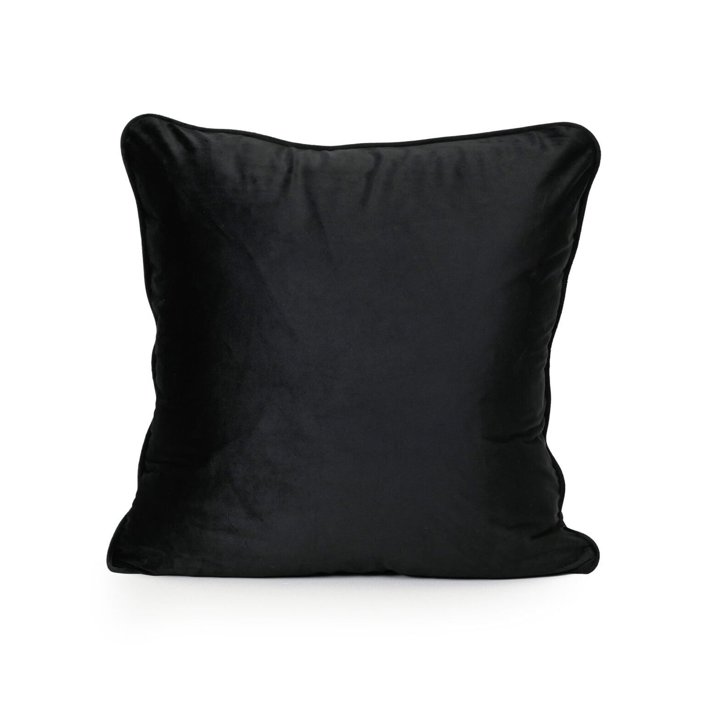 COCO PIPED VELVET CUSHION – BLACK ( SELF PIPING )