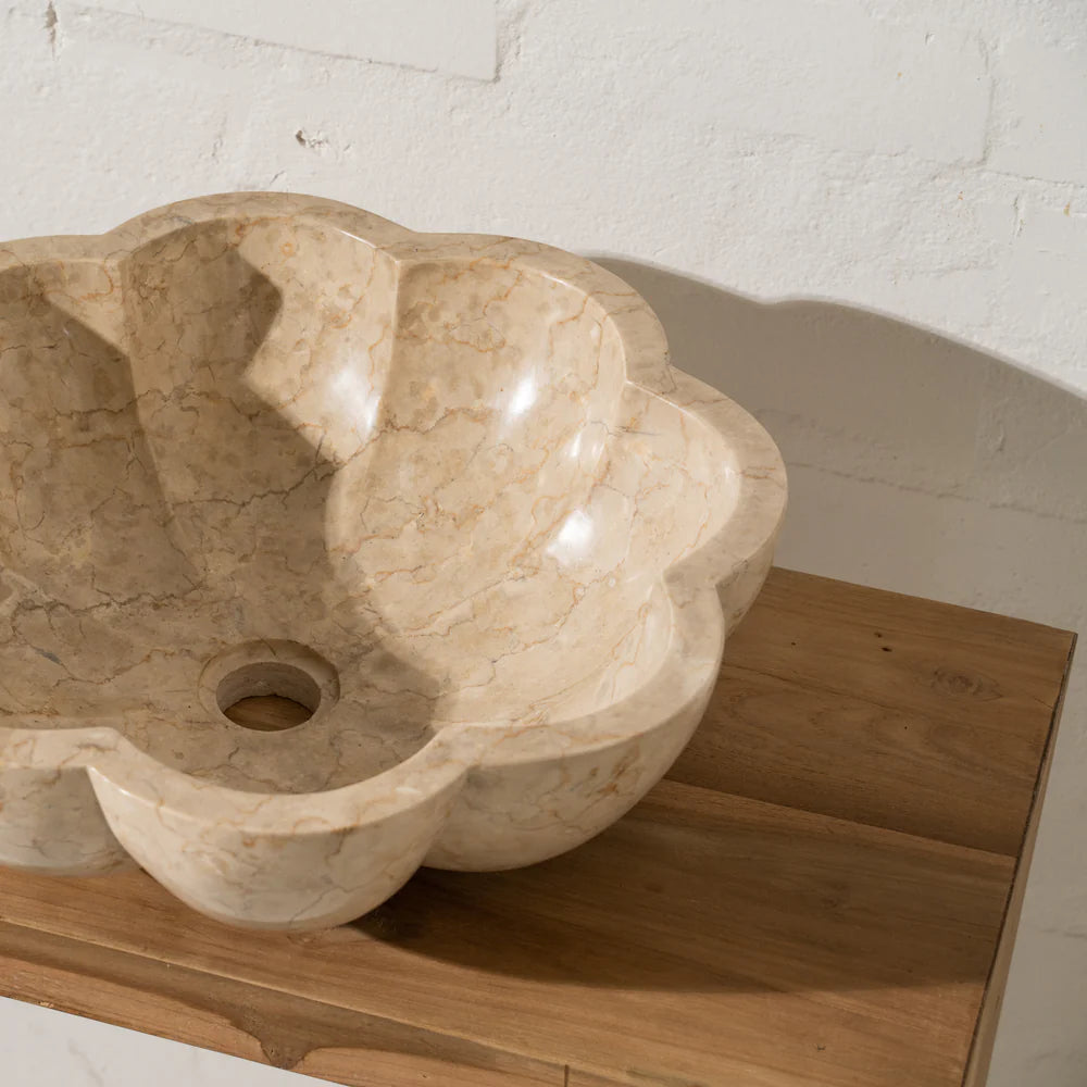 Seren Travertine Petal Basin
