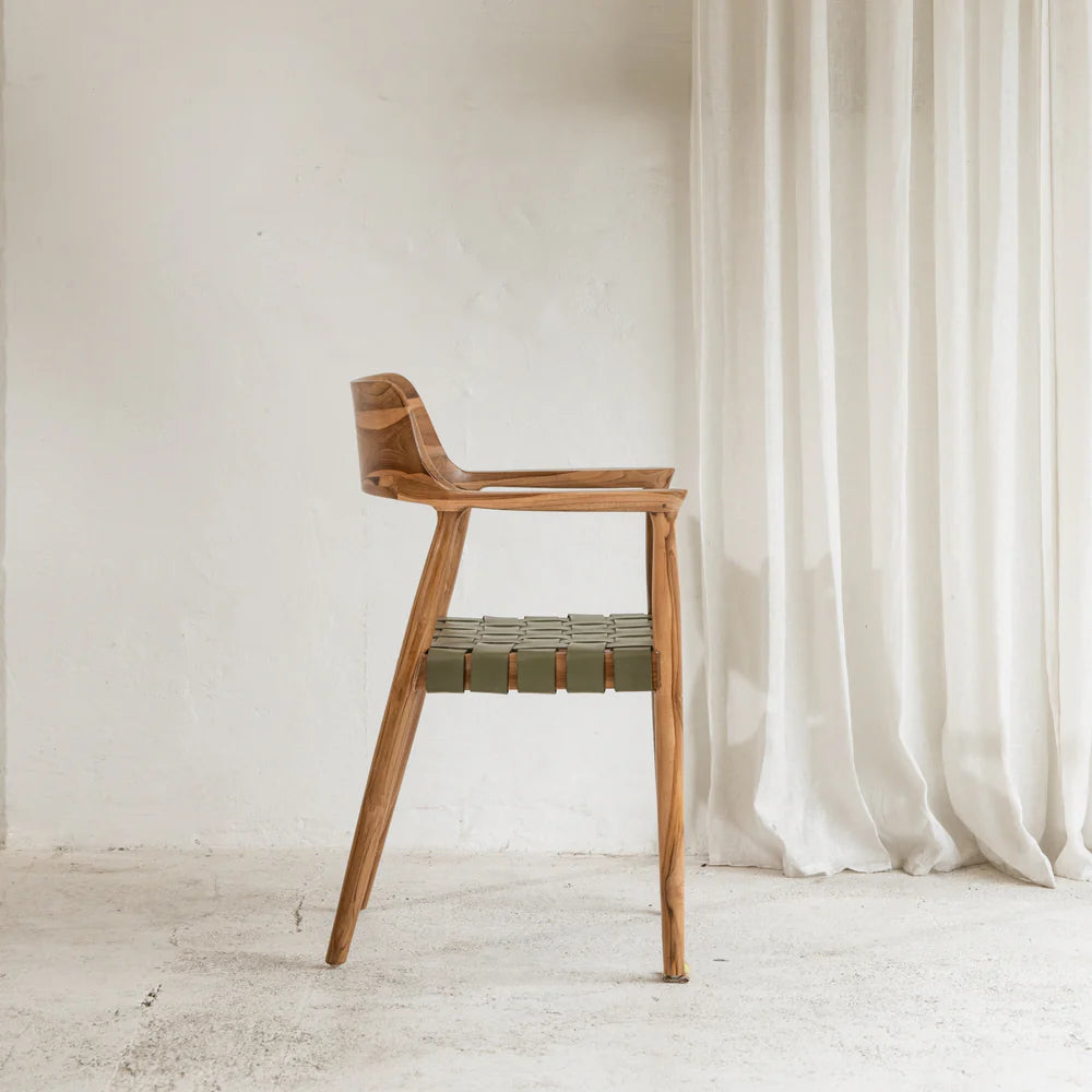 VIVICA DINING CHAIR - OLIVE LEATHER
