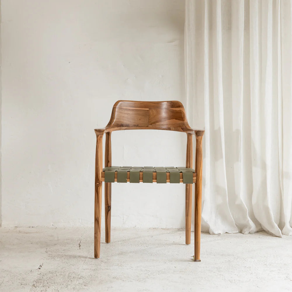 VIVICA DINING CHAIR - OLIVE LEATHER