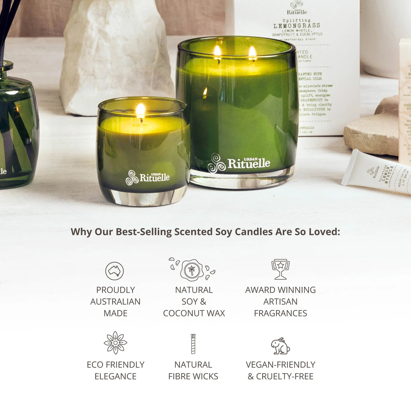 Lemongrass, Lemon Myrtle, Grapefruit & Eucalyptus Scented Soy Candle | 140gm