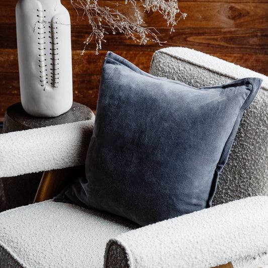Evelyn Velvet Cushion - Slate - 50X50cm