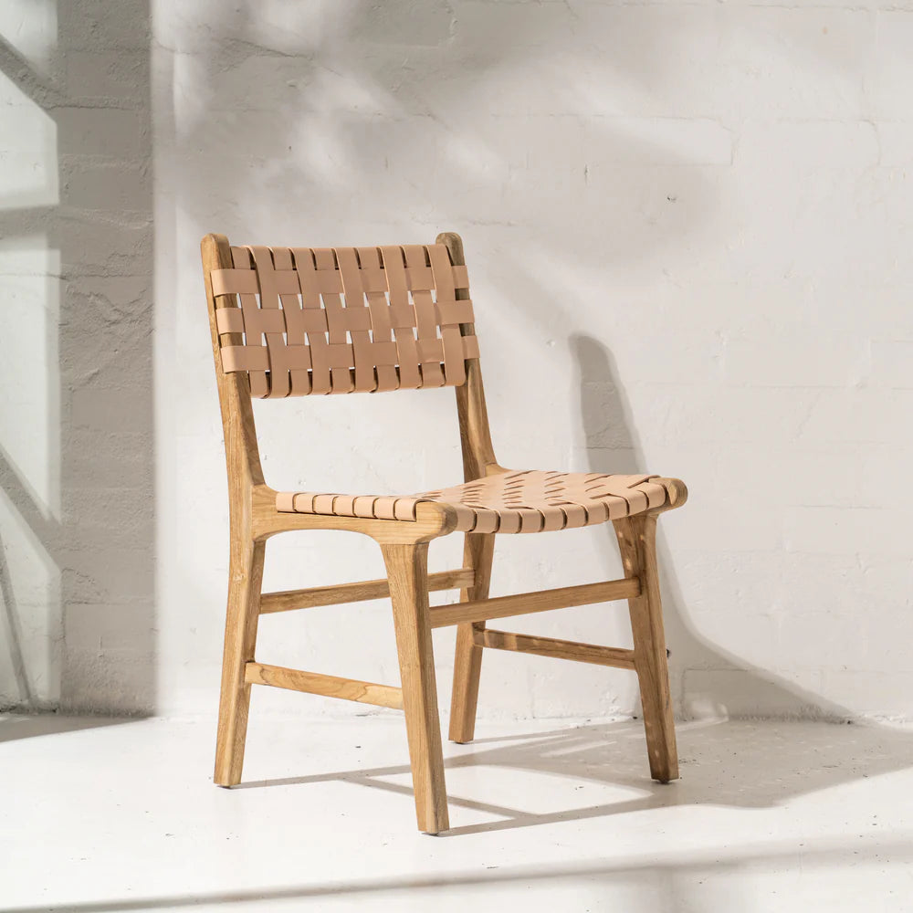 Luka Leather & Teak Chair Natural