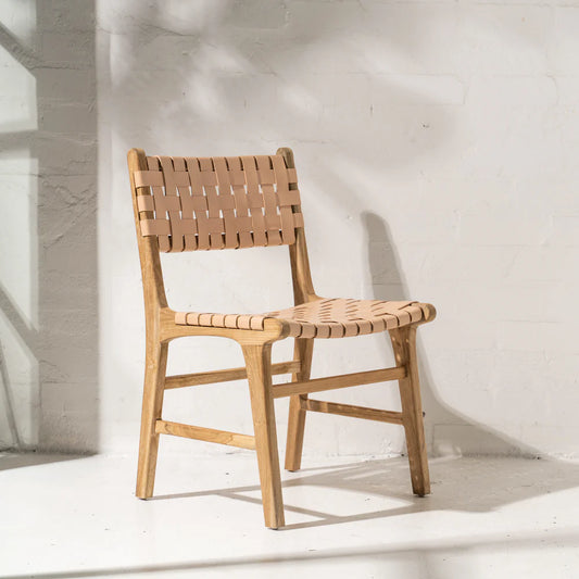 Luka Leather & Teak Chair Natural