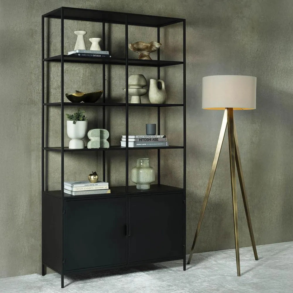 Maxwell Bronze Floor Lamp - with natural shade