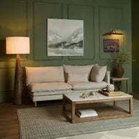 Samson Wood Floor Lamp Base Saddle - with natural shade