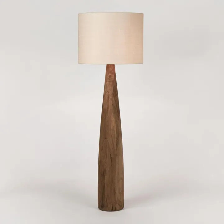 Samson Wood Floor Lamp Base Saddle - with natural shade